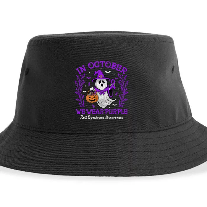 In October We Wear Purple Rett Syndrome Awareness Halloween Sustainable Bucket Hat