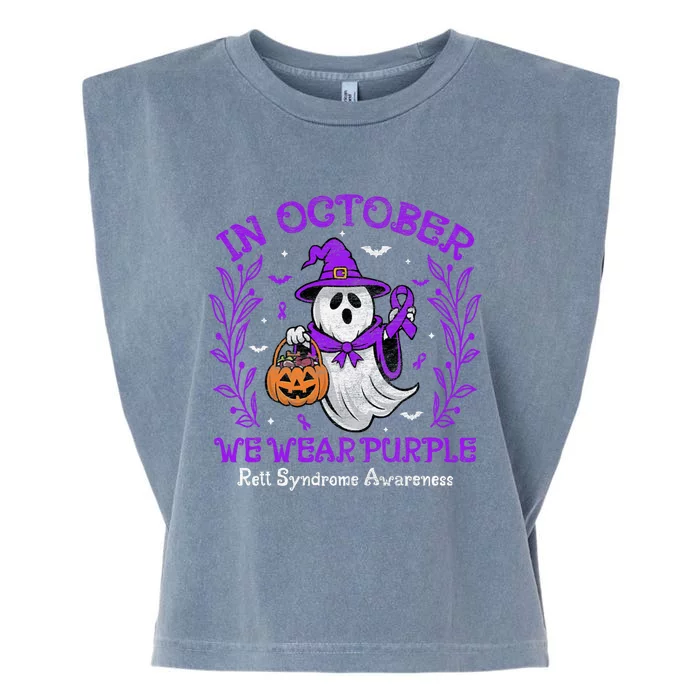 In October We Wear Purple Rett Syndrome Awareness Halloween Garment-Dyed Women's Muscle Tee