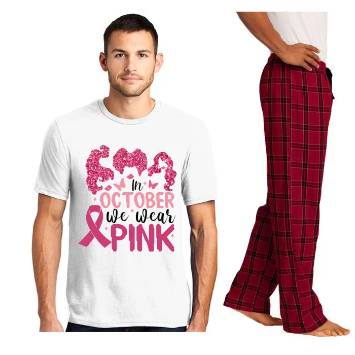 In October We Were Pink Breast Cancer Pink Ribbon Pajama Set