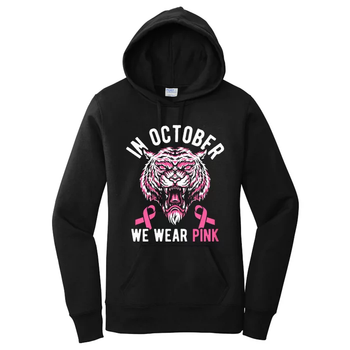 In October We Wear Pink Tiger Love Breast Cancer Mom Women's Pullover Hoodie