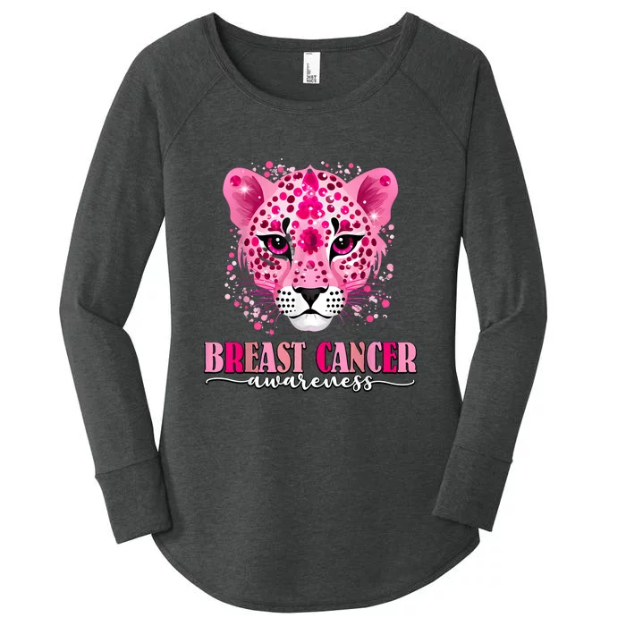 In October We Wear Pink Cute Little Lion Breast Cancer Women's Perfect Tri Tunic Long Sleeve Shirt