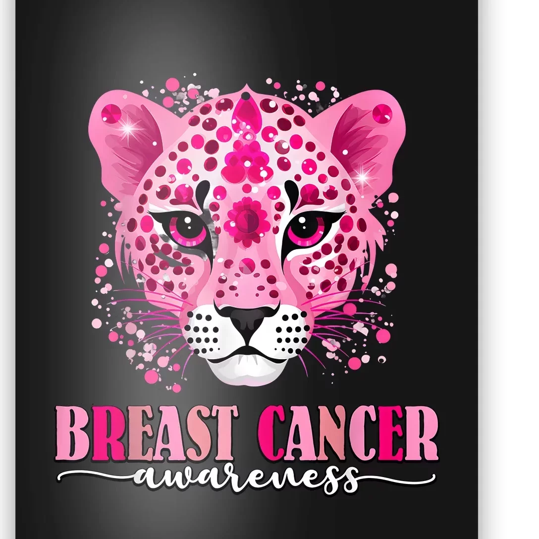 In October We Wear Pink Cute Little Lion Breast Cancer Poster