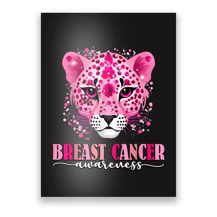 In October We Wear Pink Cute Little Lion Breast Cancer Poster