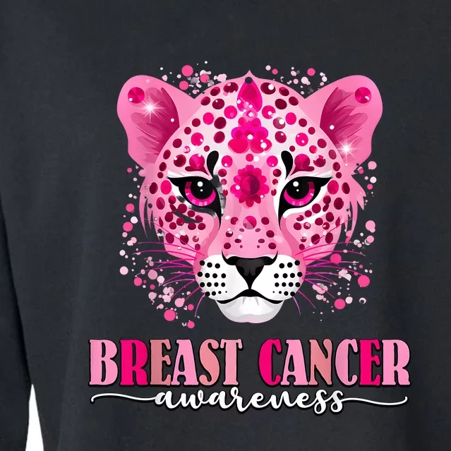 In October We Wear Pink Cute Little Lion Breast Cancer Cropped Pullover Crew