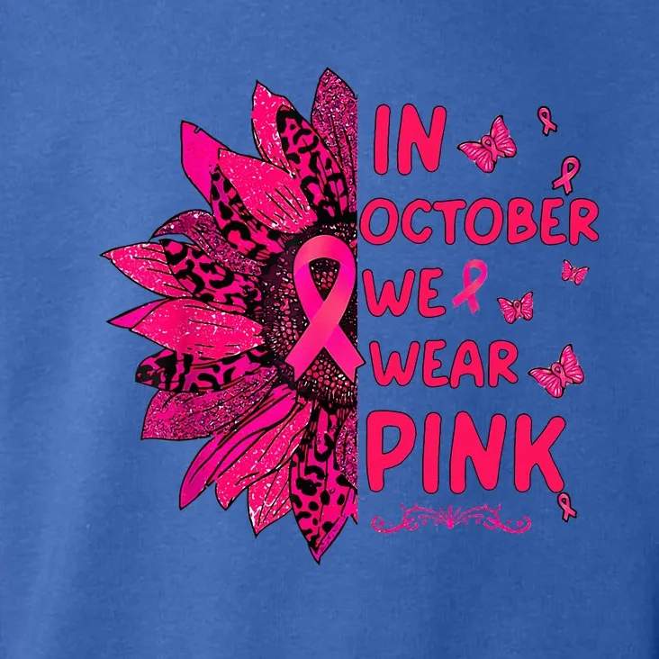 in october we wear leopard pink sunflower breast cancer Toddler Hoodie