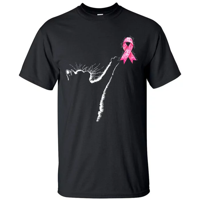 In October We Wear Coquete Cat Breast Cancer Awareness Tall T-Shirt