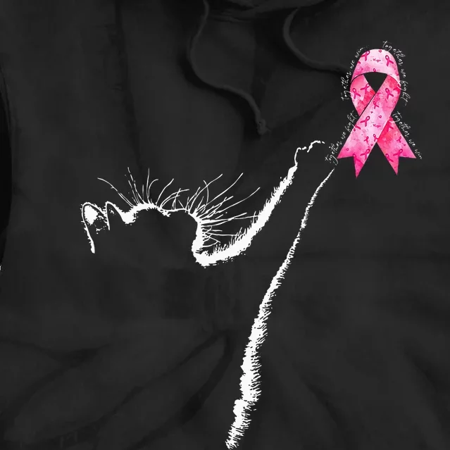 In October We Wear Coquete Cat Breast Cancer Awareness Tie Dye Hoodie