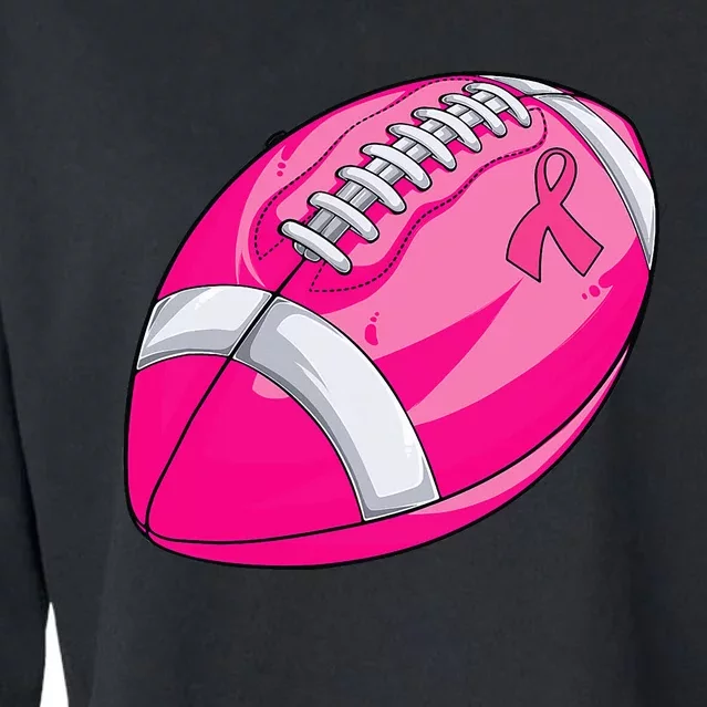 In October We Wear Pink Football Breast Cancer Awareness Cropped Pullover Crew