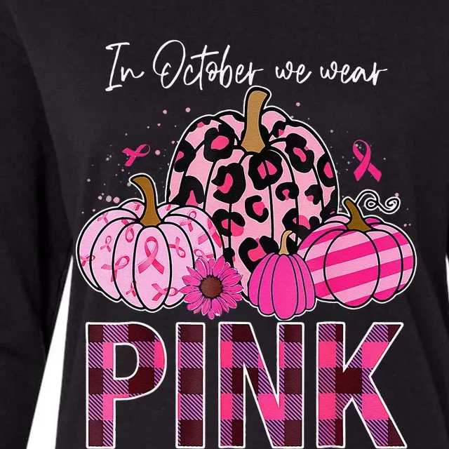 In October We Wear Pin.K Breast Cancer Awareness Halloween Womens Cotton Relaxed Long Sleeve T-Shirt