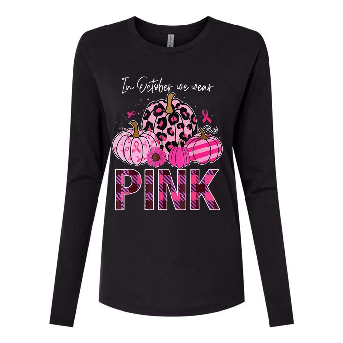 In October We Wear Pin.K Breast Cancer Awareness Halloween Womens Cotton Relaxed Long Sleeve T-Shirt