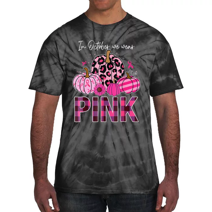 In October We Wear Pin.K Breast Cancer Awareness Halloween Tie-Dye T-Shirt