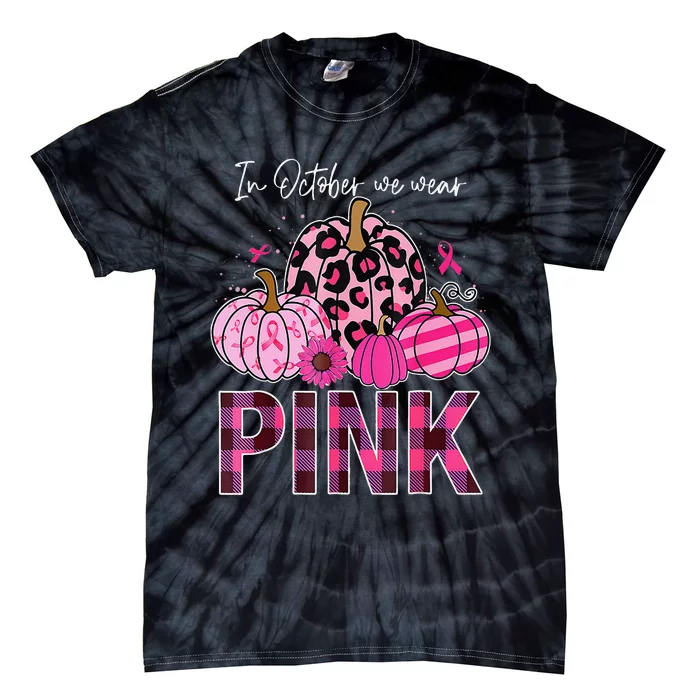 In October We Wear Pin.K Breast Cancer Awareness Halloween Tie-Dye T-Shirt