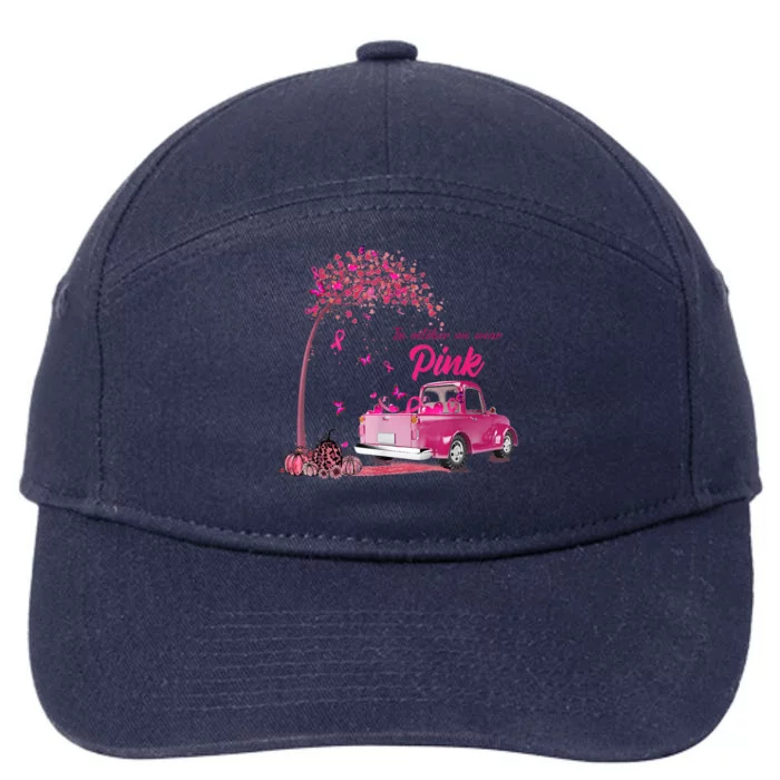 In October We Wear Pink Truck Breast Cancer Awareness Gifts 7-Panel Snapback Hat