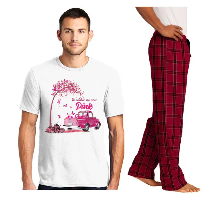 In October We Wear Pink Truck Breast Cancer Awareness Gifts Pajama Set