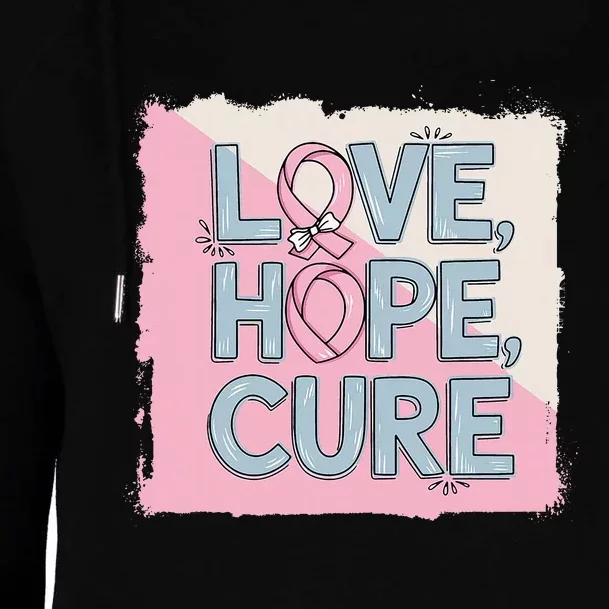 In October We Wear Love Hope Cure Breast Cancer Womens Funnel Neck Pullover Hood