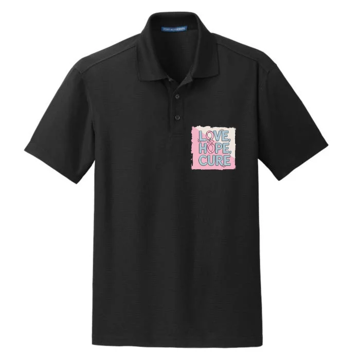 In October We Wear Love Hope Cure Breast Cancer Dry Zone Grid Performance Polo