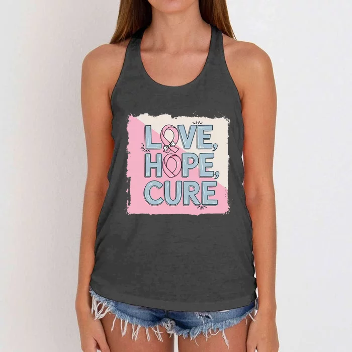 In October We Wear Love Hope Cure Breast Cancer Women's Knotted Racerback Tank