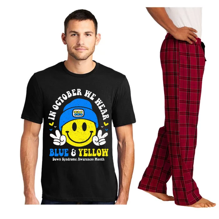 In October We Wear Blue & Yellow Down Syndrome Smile Face Pajama Set