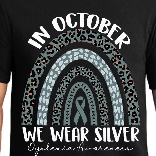 In October We Wear Silver Dyslexia Awareness Month Rainbow Pajama Set