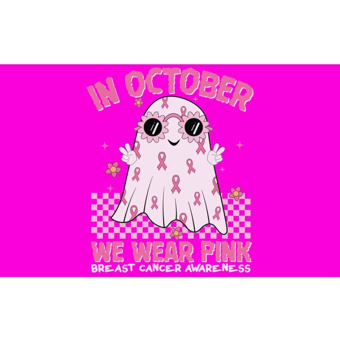 In October We Wear Pink Breast Cancer Awareness Halloween Pink Ghost Bumper Sticker