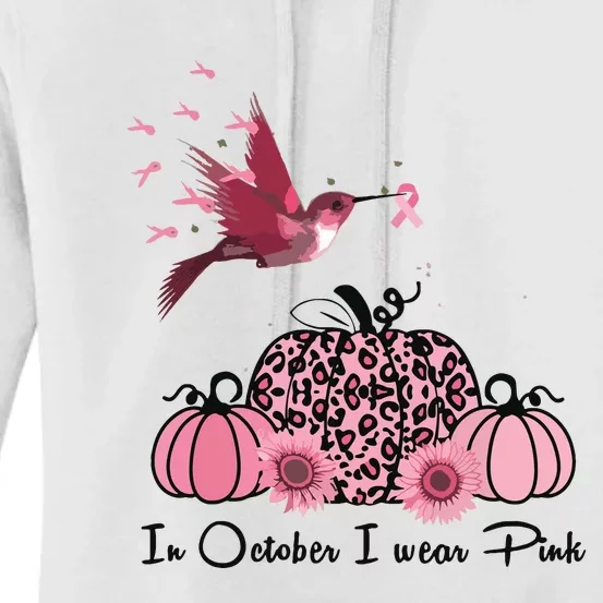 In October We Wear Pink Hummingbird Breast Cancer Awareness Women's Pullover Hoodie