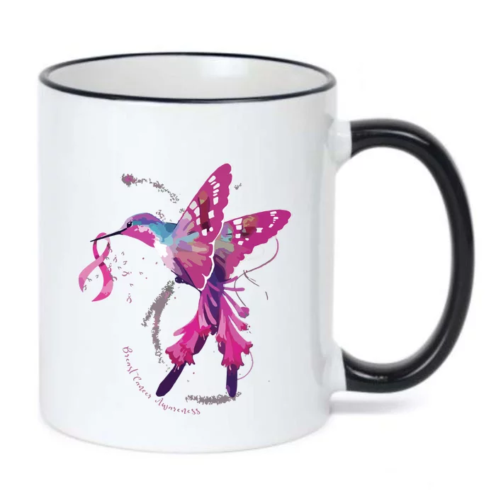 In October We Wear Pink Hummingbird Breast Cancer Awareness Black Color Changing Mug