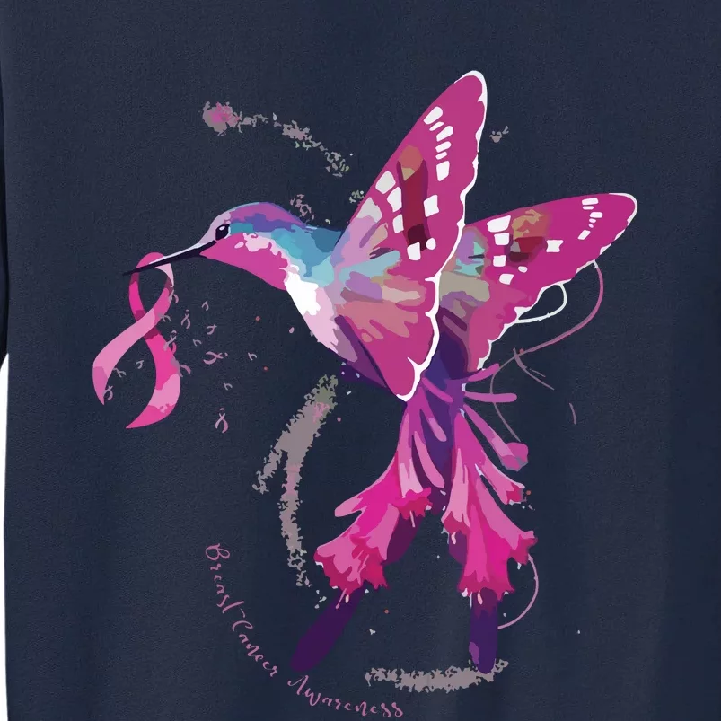 In October We Wear Pink Hummingbird Breast Cancer Awareness Tall Sweatshirt