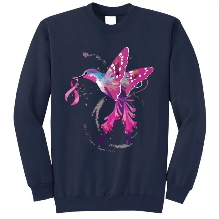 In October We Wear Pink Hummingbird Breast Cancer Awareness Tall Sweatshirt