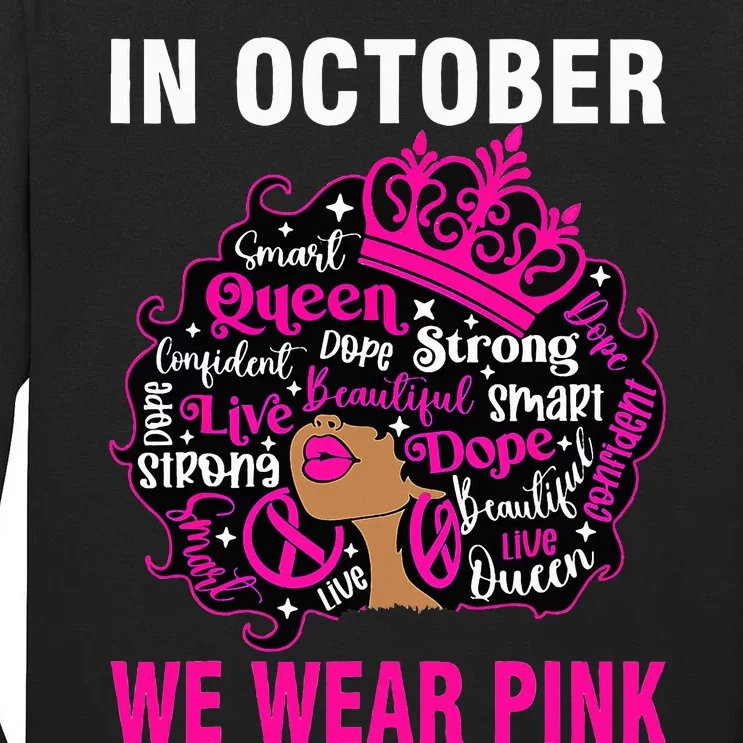 In October We Wear Pink Breast Cancer Awareness Black Tall Long Sleeve T-Shirt