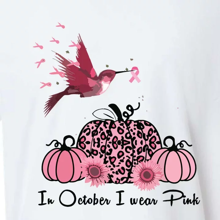 In October We Wear Pink Hummingbird Breast Cancer Awareness Sueded Cloud Jersey T-Shirt