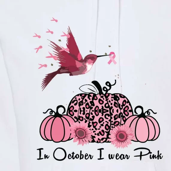 In October We Wear Pink Hummingbird Breast Cancer Awareness Premium Hoodie