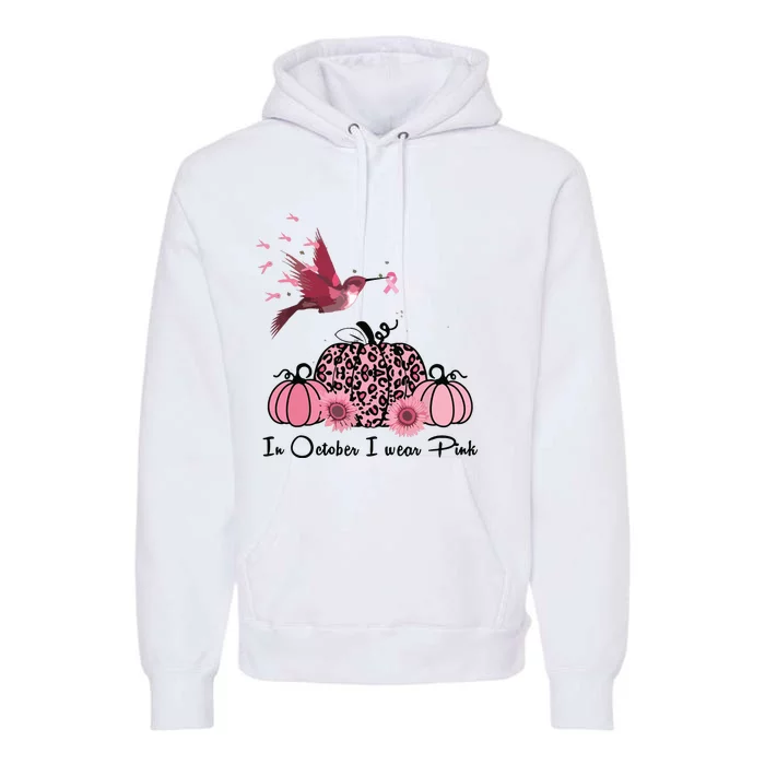 In October We Wear Pink Hummingbird Breast Cancer Awareness Premium Hoodie