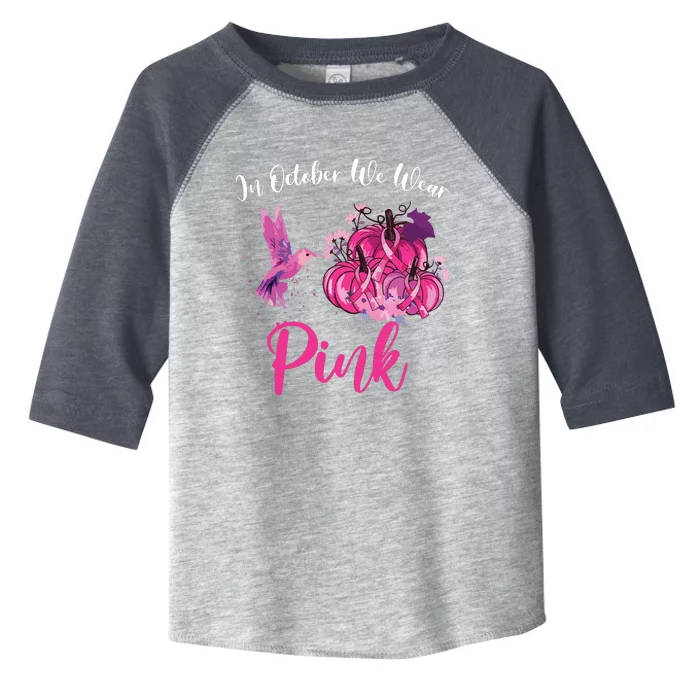 In October We Wear Pink Hummingbird Pumpkin Breast Cancer Toddler Fine Jersey T-Shirt