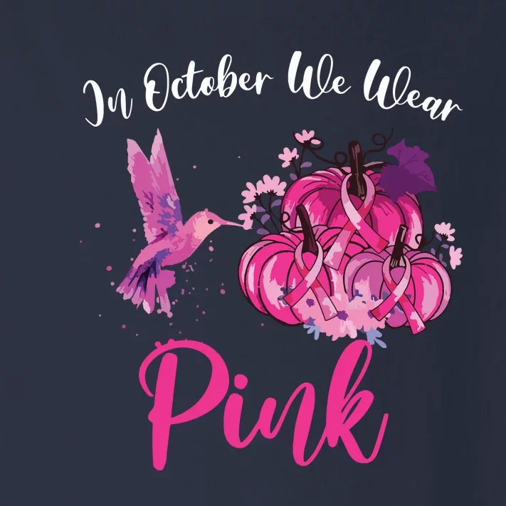 In October We Wear Pink Hummingbird Pumpkin Breast Cancer Toddler Long Sleeve Shirt