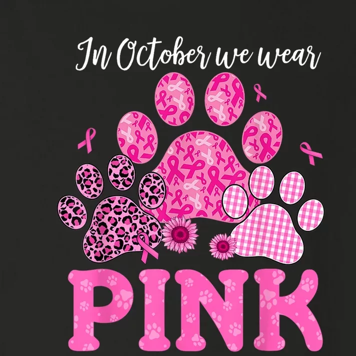 In October We Wear Pink Dog Cat Paw Breast Cancer Awareness Toddler Long Sleeve Shirt