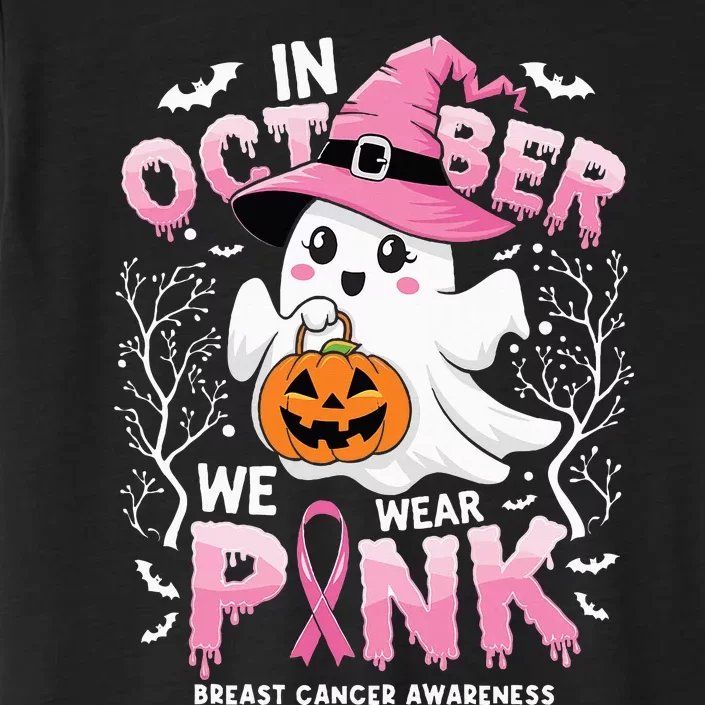 In October We Wear P.I.N.K Ghost Witch Breast Cancer Awareness ChromaSoft Performance T-Shirt