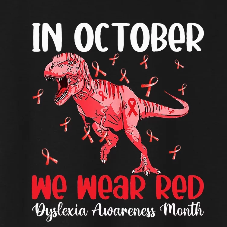 In October We Wear Red T Rex Dinosaurs Women's Crop Top Tee