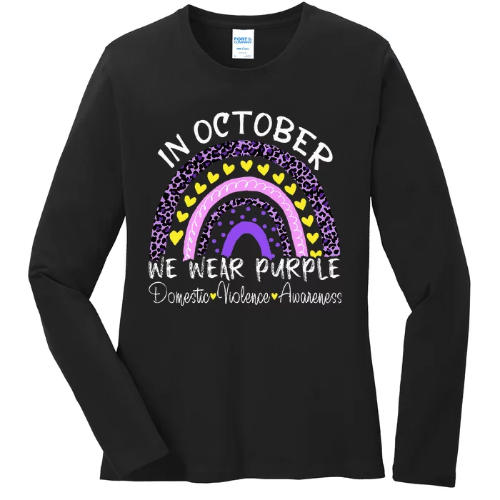 In October We Wear Purple For Domestic Violence Awareness Ladies Long Sleeve Shirt