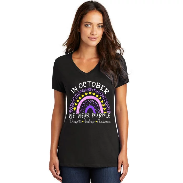 In October We Wear Purple For Domestic Violence Awareness Women's V-Neck T-Shirt