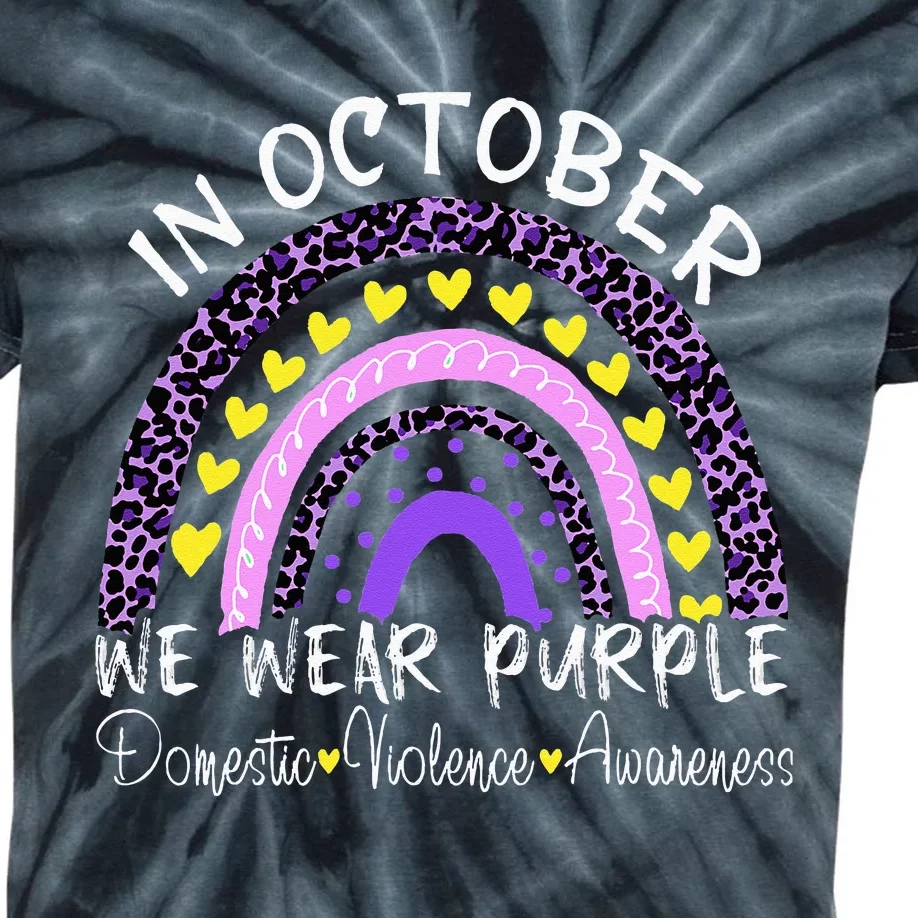 In October We Wear Purple For Domestic Violence Awareness Kids Tie-Dye T-Shirt