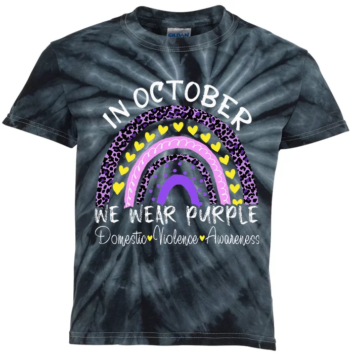 In October We Wear Purple For Domestic Violence Awareness Kids Tie-Dye T-Shirt