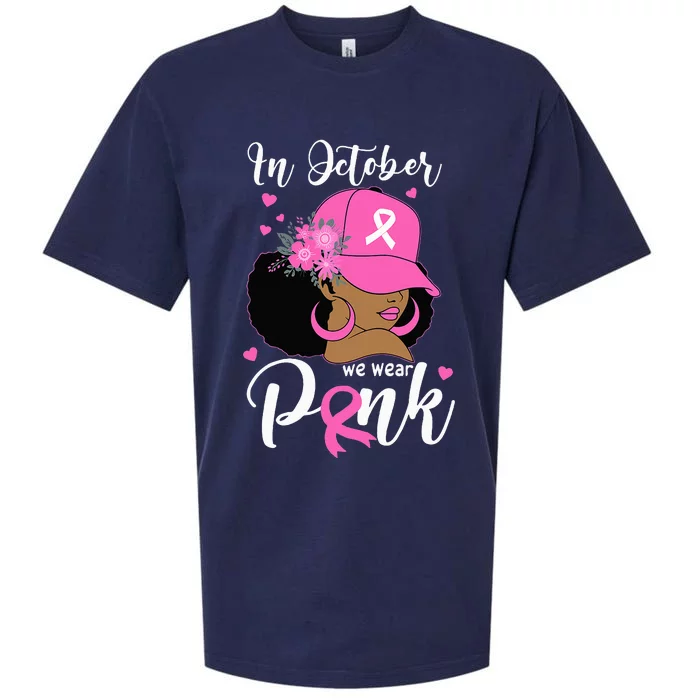 In October We Wear Pink Breast Cancer Awareness Black Sueded Cloud Jersey T-Shirt