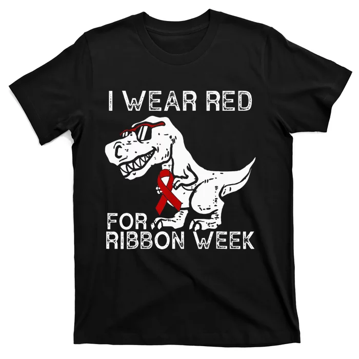 In October We Wear Red Ribbon Squad Week Awareness T-Shirt