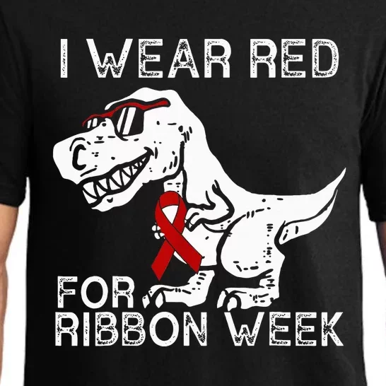 In October We Wear Red Ribbon Squad Week Awareness Pajama Set