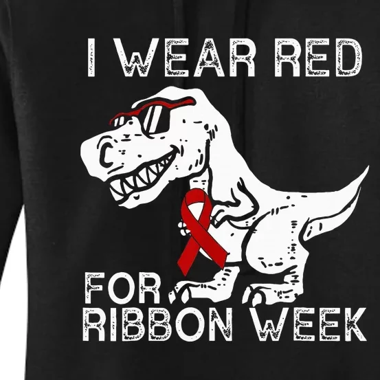 In October We Wear Red Ribbon Squad Week Awareness Women's Pullover Hoodie