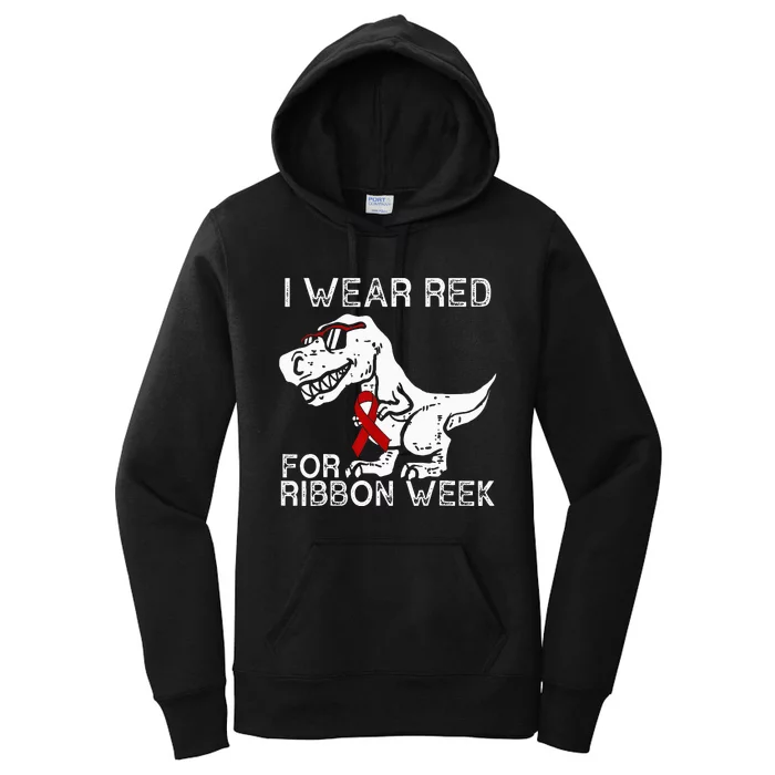 In October We Wear Red Ribbon Squad Week Awareness Women's Pullover Hoodie