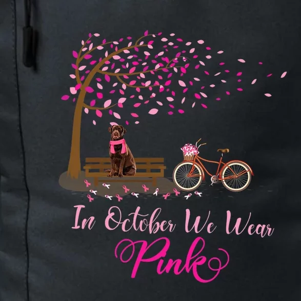 In October We Wear Pink Labrador Fall Leaves Breast Cancer Gift Daily Commute Backpack