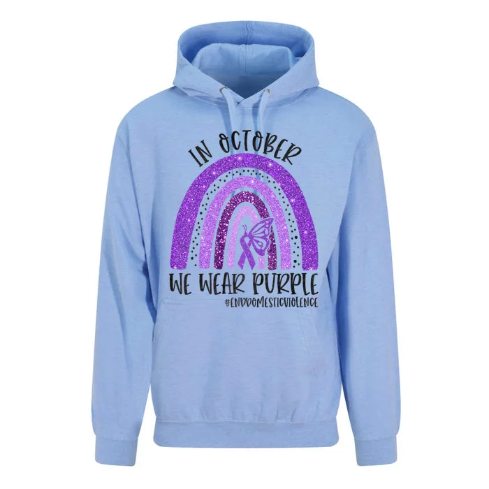 In October We Wear Purple Rainbow End Domestic Violence Unisex Surf Hoodie