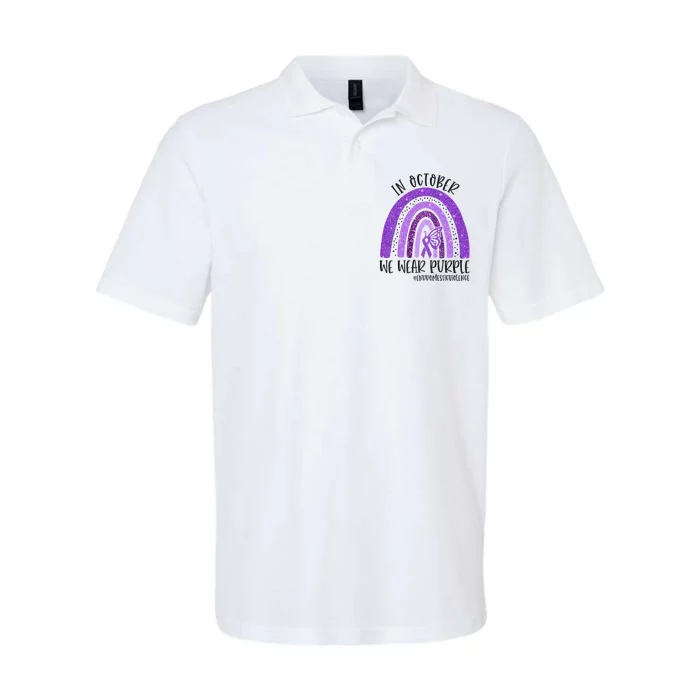 In October We Wear Purple Rainbow End Domestic Violence Softstyle Adult Sport Polo