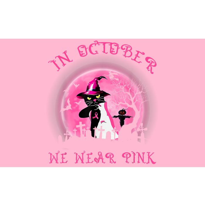 In October We Wear Pink Cat Witch Breast Cancer Halloween Bumper Sticker